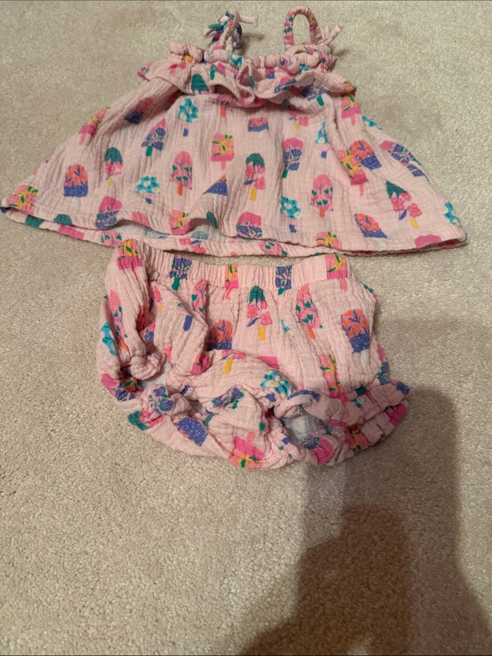 Angel Dear Pink Floral & Ice Cream Print Diaper Cover Set